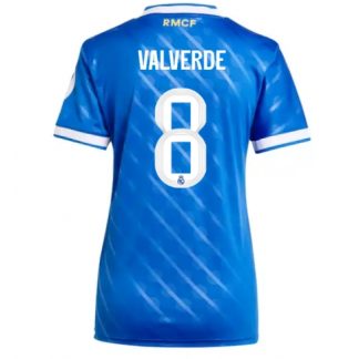 Köp Real Madrid Federico Valverde #8 Tredje Tröja 2025-26 Fotbollskläder Dam på kopafotbollsset.com Köpa Real Madrid Federico Valverde #8 Tredje Tröja 2025-26 Fotbollskläder Dam på nätet